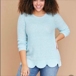 Lane Bryant Baby Blue Scallop Hem Sweater 18/20